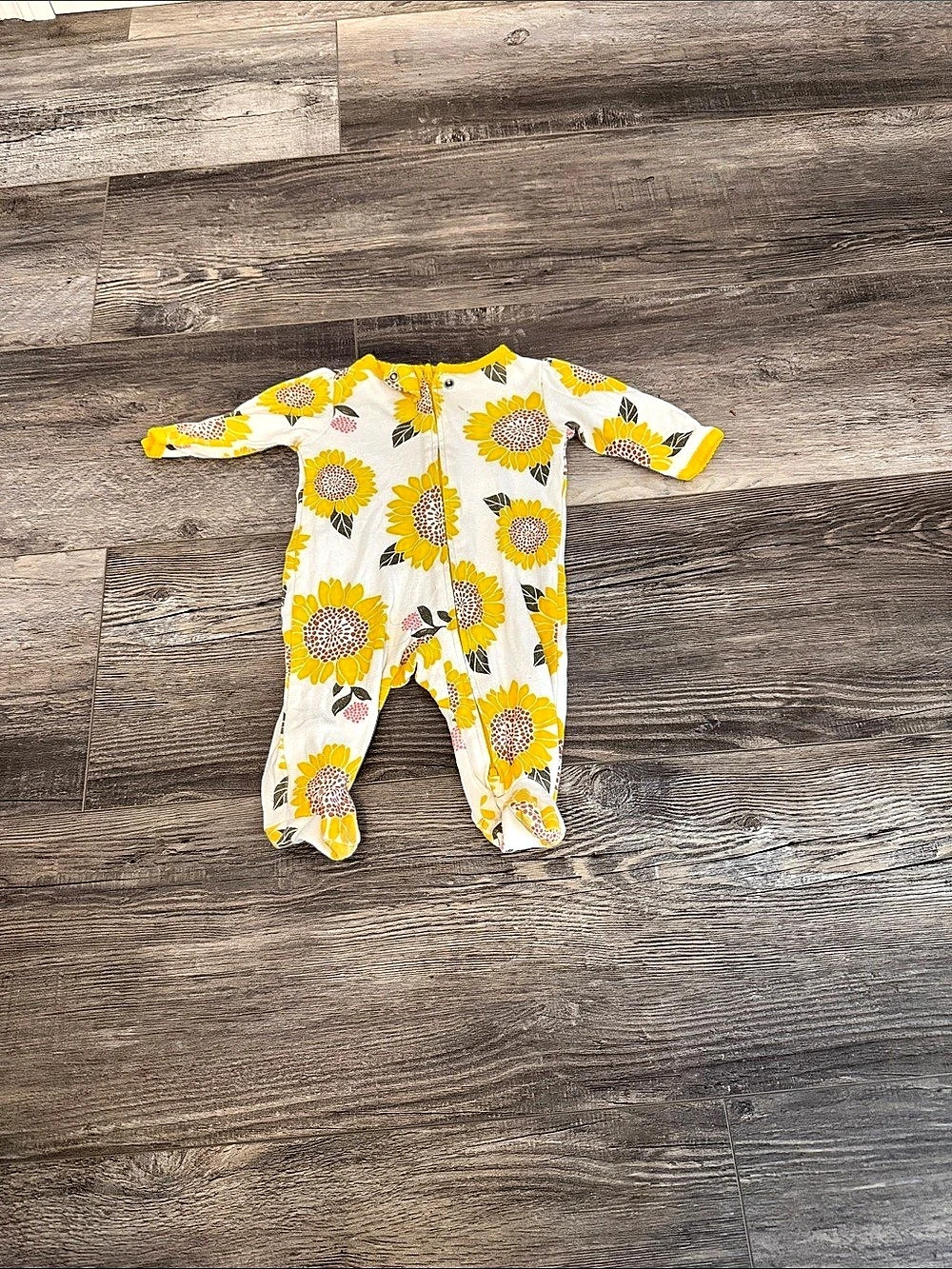 Carter's Sunflower 2-Way Zip Footie Sleep & Play Yellow & White Baby 3M